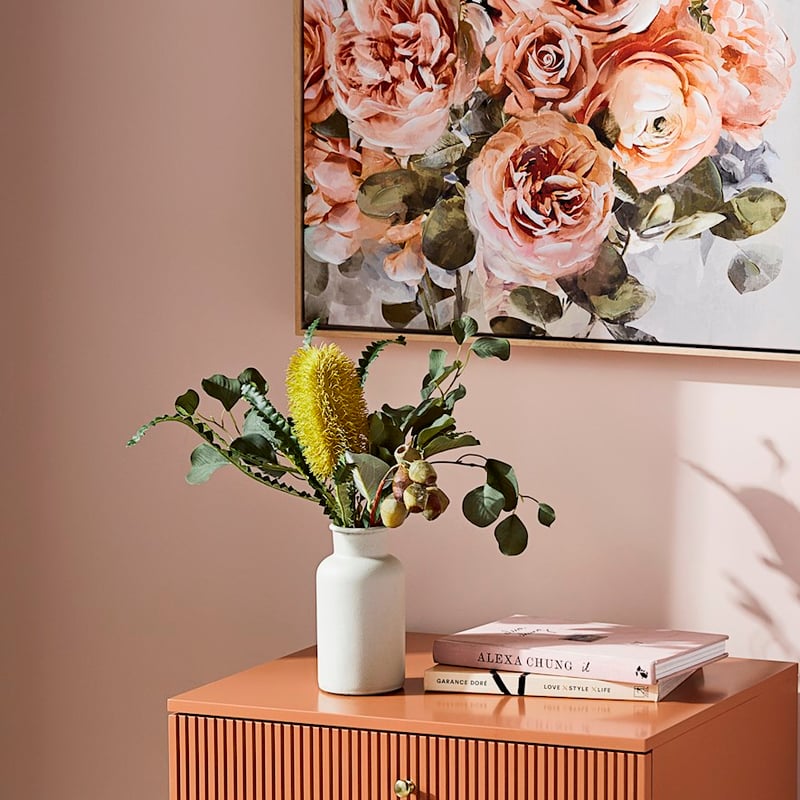 Flora Green Banksia & Gum Nuts In Ceramic Vase 