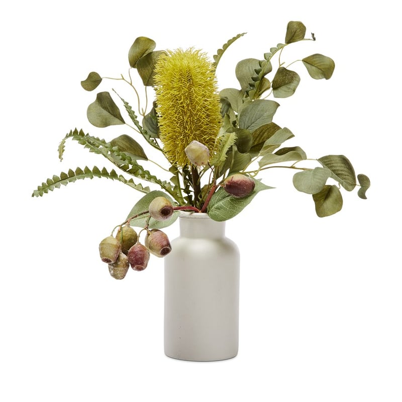 Flora Green Banksia & Gum Nuts In Ceramic Vase 