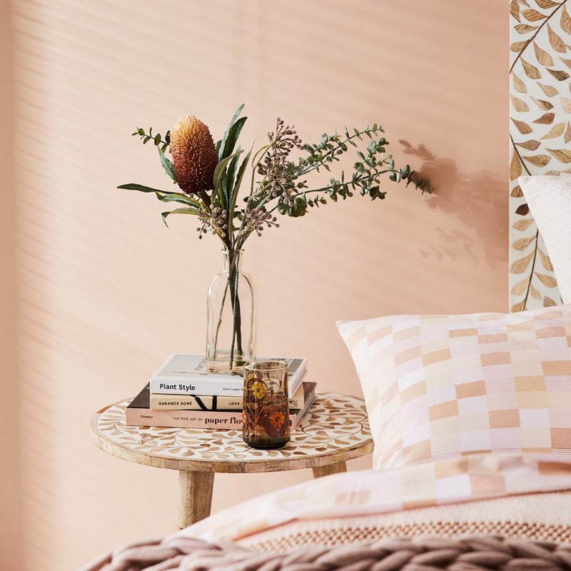 Native Bouquet In Vase Rose Gold & Green Protea & Berries