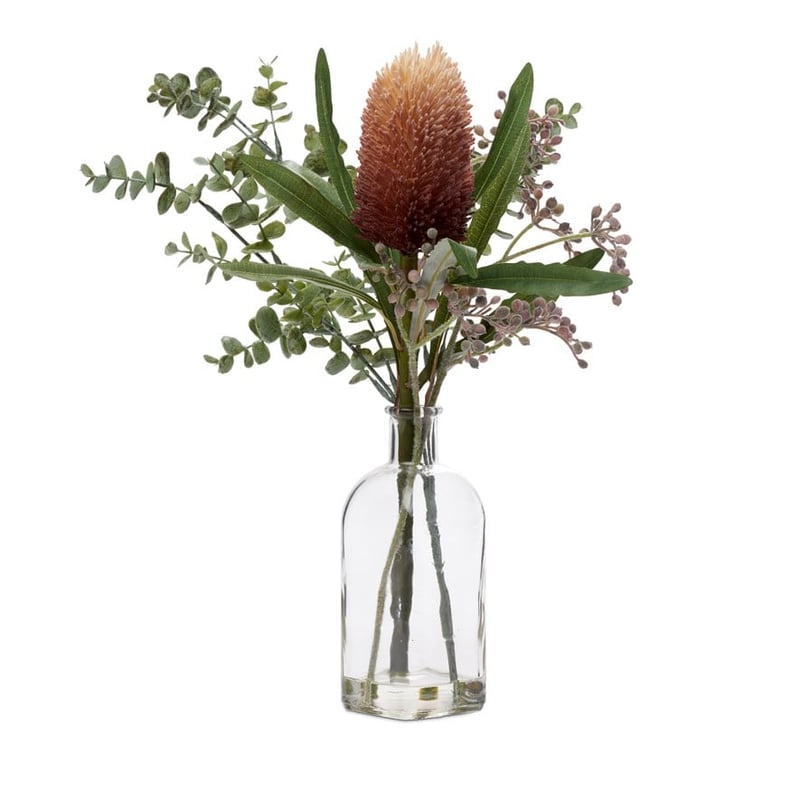 Native Bouquet In Vase Rose Gold & Green Protea & Berries