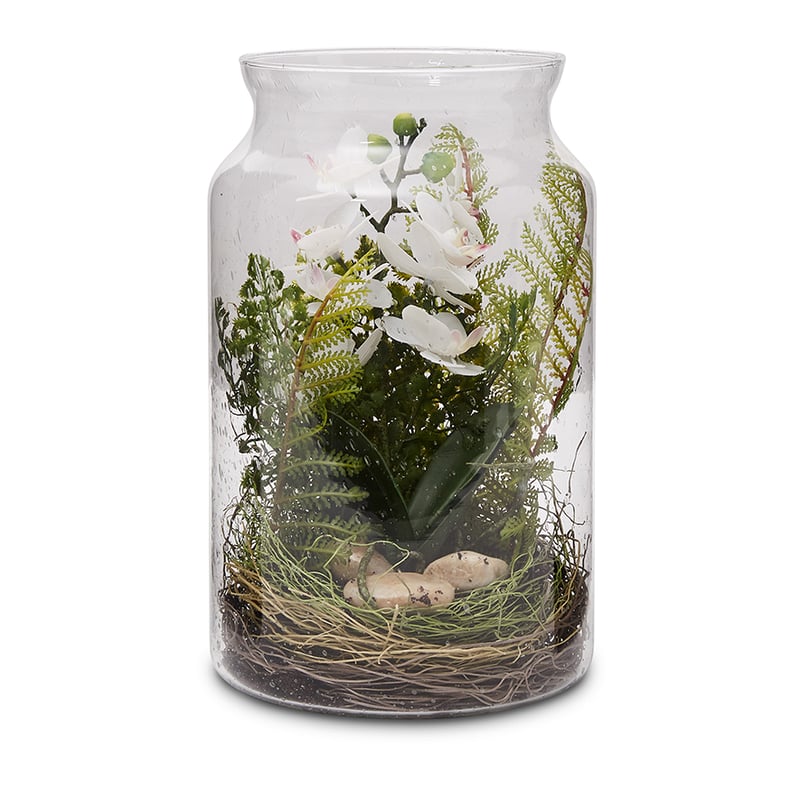 Myoko Terrarium Dia18xH29cm White Orchid 