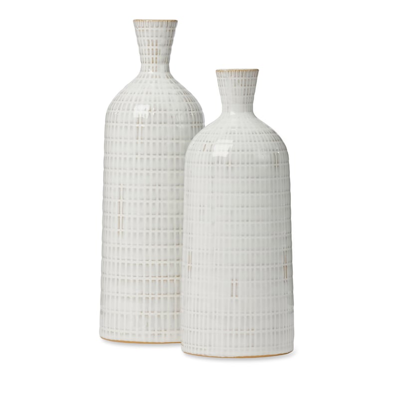 Textured Chequered White Vase