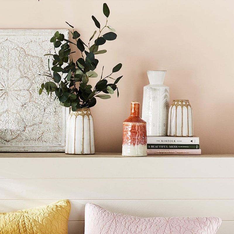 Textured Large White Vase