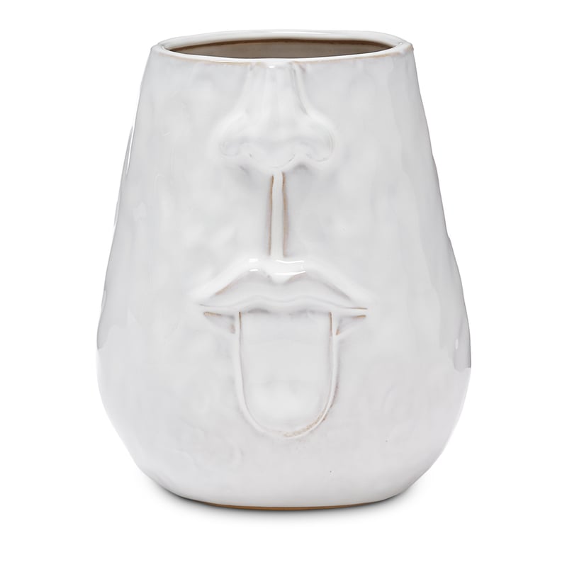 Face Tongue White Vase