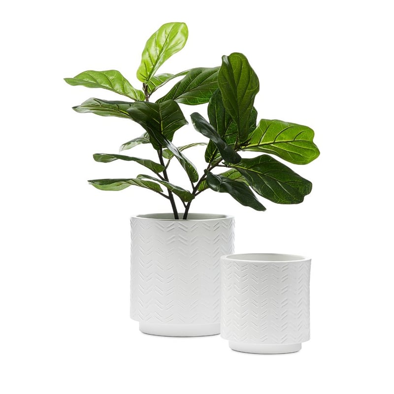 Turin White Chevron Pot 