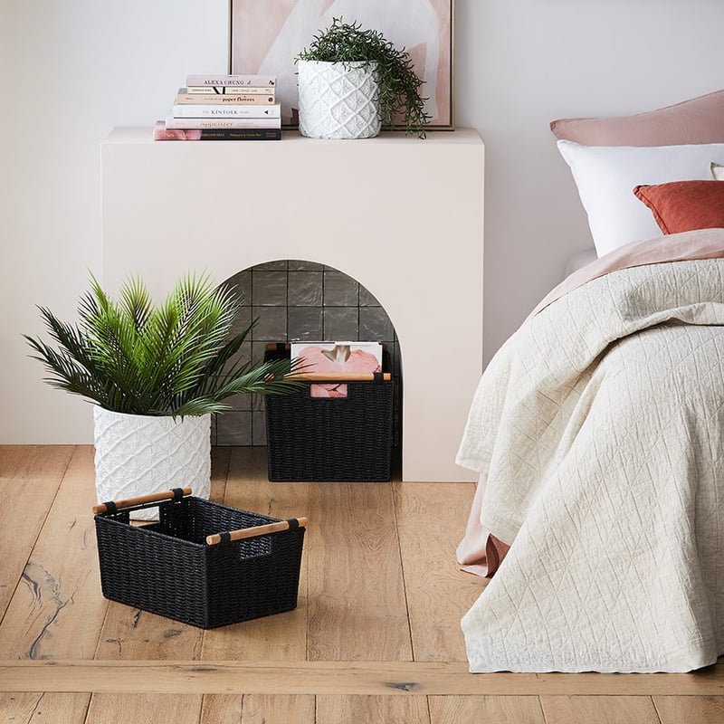 Textured Macrame Large White Ceramic Pot 