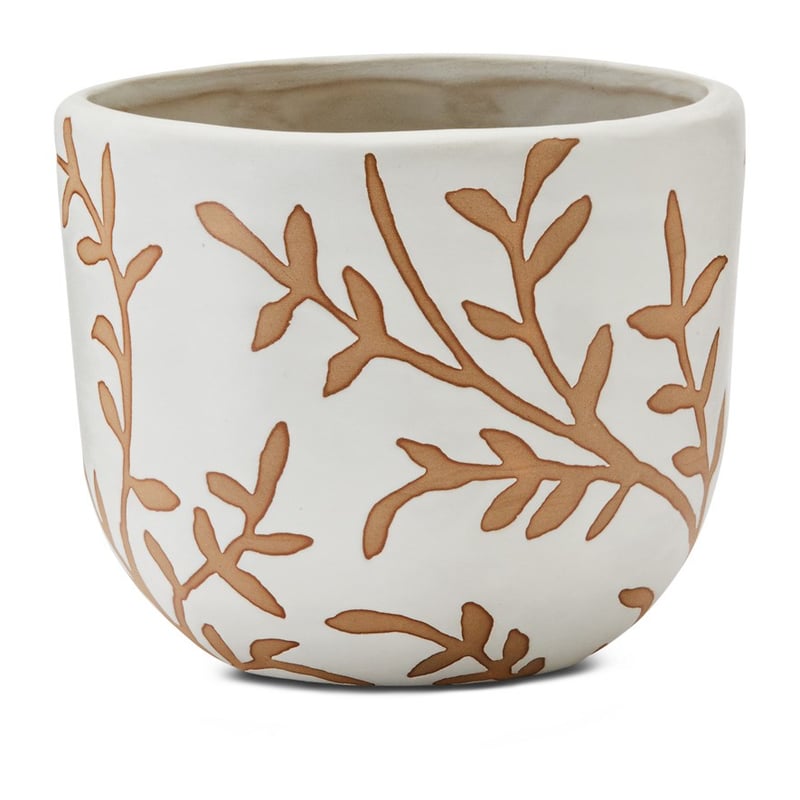 Leaf Pot Dia16xH13cm White/Brown 