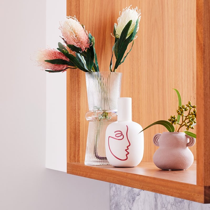 Fluted Rings Clear Vase  