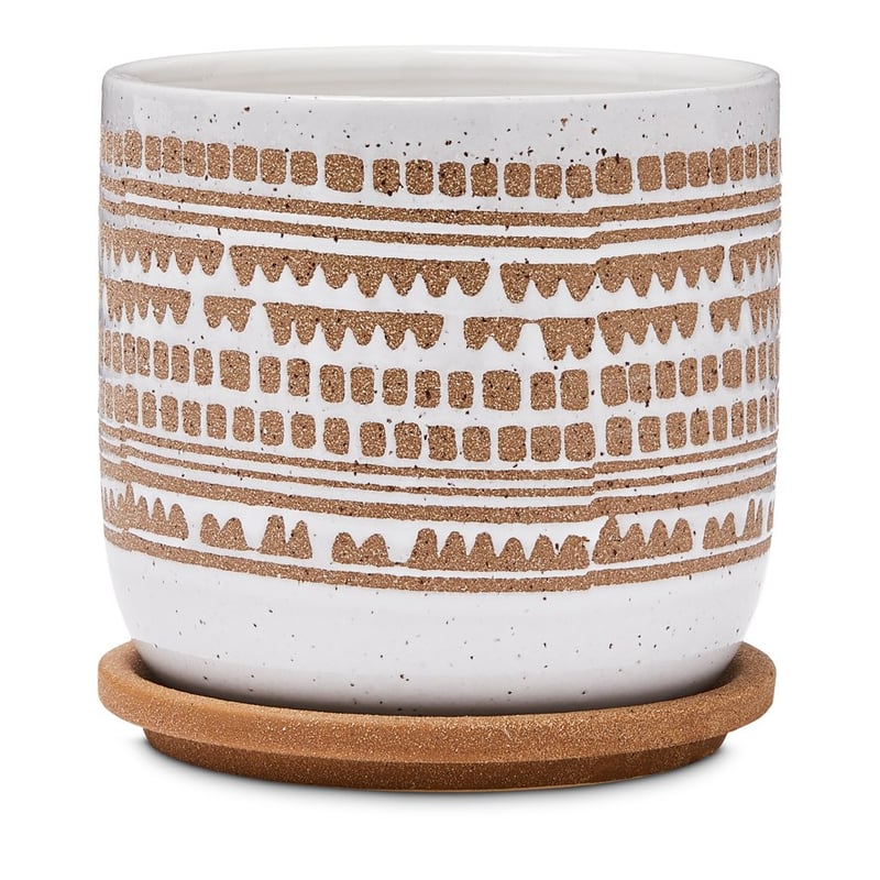 Village White & Terracotta Pot & Saucer