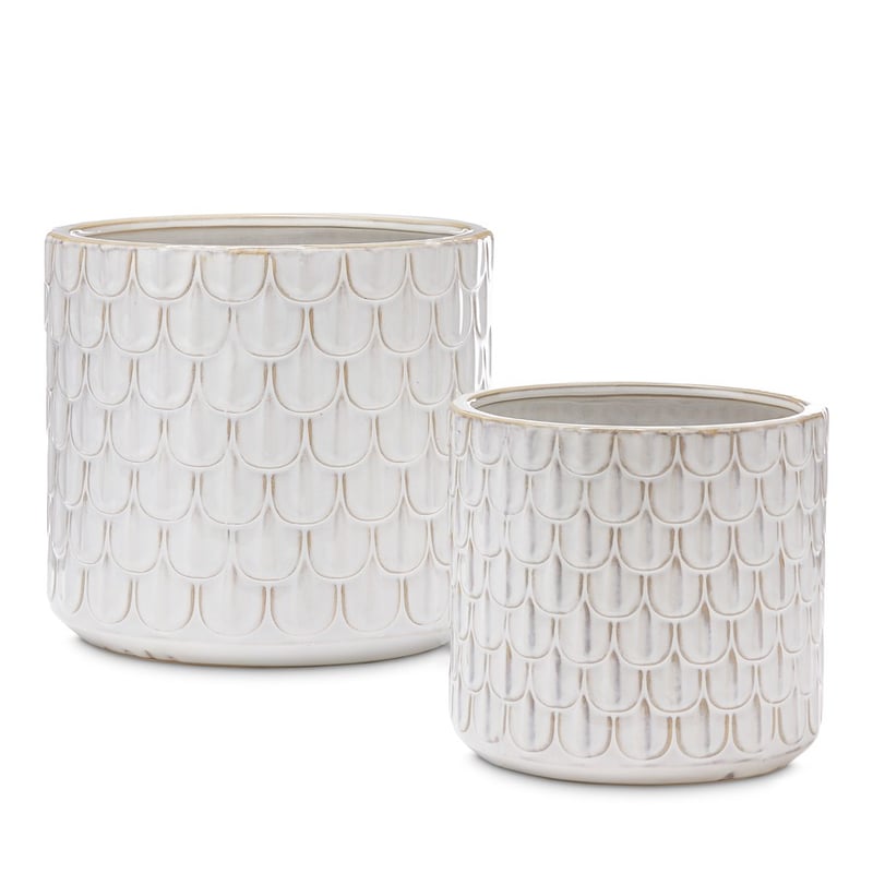 Village White Scallop Pot 