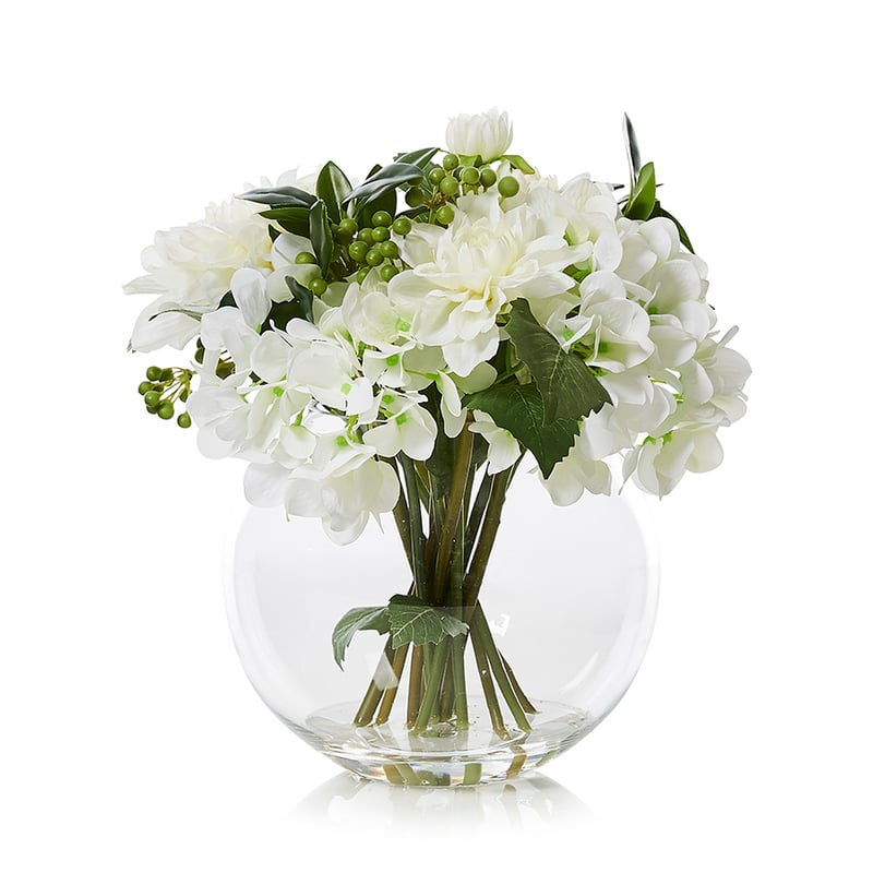Flower Bunches In Vase H24cm White 