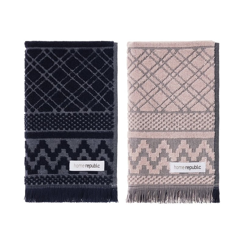 Turin Blush & Indigo Tea Towels Pack of 2