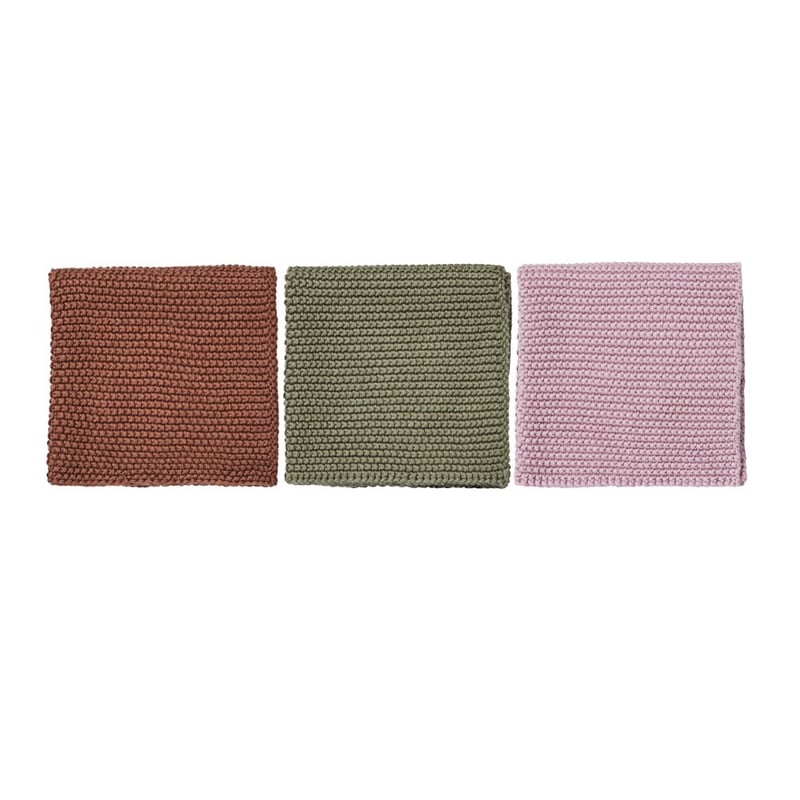 Leda Mauve & Forest & Pecan Bamboo Cotton Dish Cloth 3 Pack