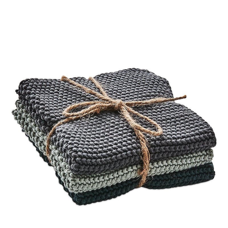 Leda Teal & Sage & Coal Bamboo Cotton Dish Cloth 3 Pack | Tea Towels | Adairs