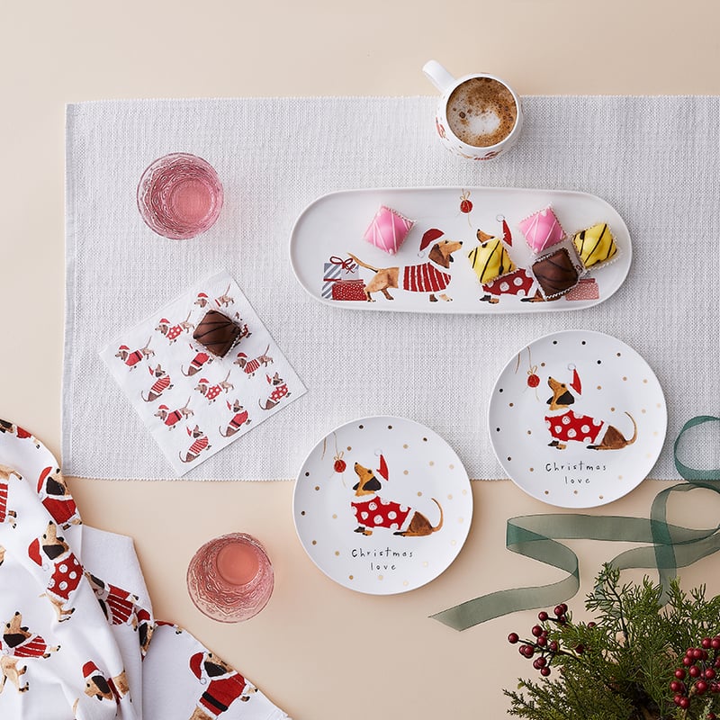 Christmas Servingware Dachshunds Plate