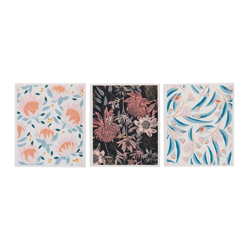 Printed Nostalgia Floral Printed Dish Cloth Pack of 3