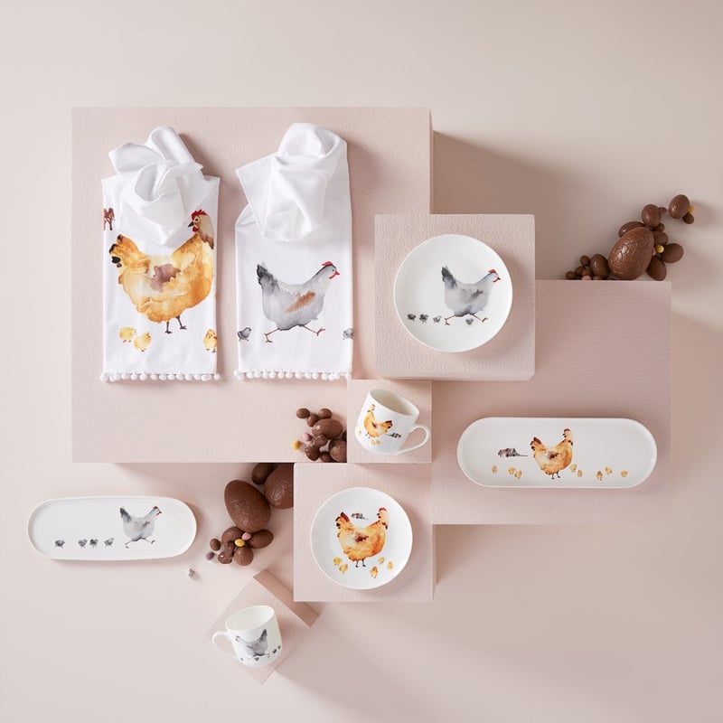 Chicken Brown & Grey Tea Towels Pack of 2