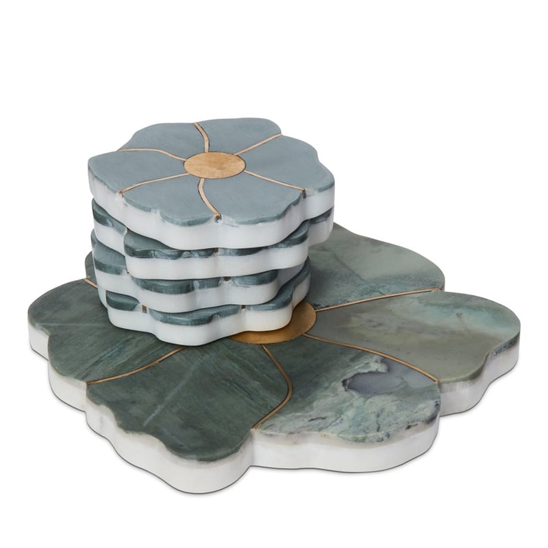 Daisy Green & Gold Marble Coasters Pack of 4