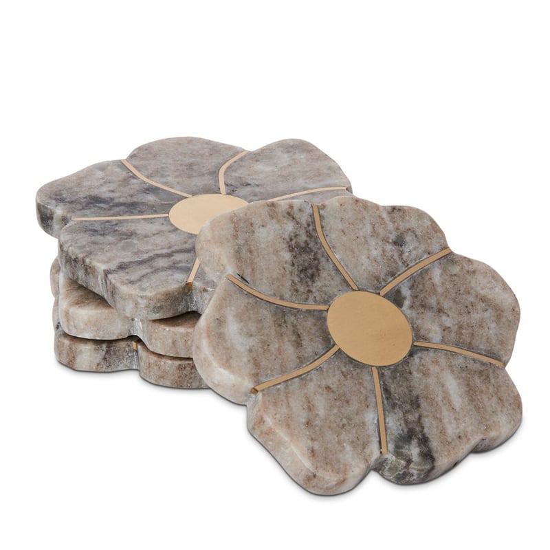 Daisy Natural & Gold Marble Coasters Pack of 4