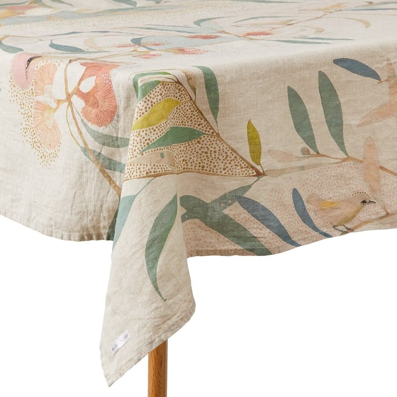 Dana Kinter Love Blooms Natural Tablecloth  