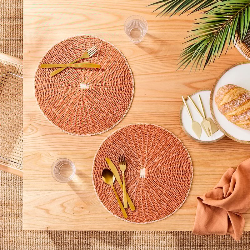 Summer Terracotta & Natural Placemats Lattice 
