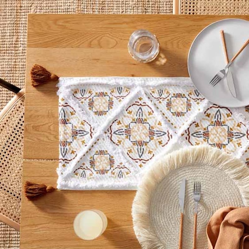Moroccan Tufted Natural Table Runner