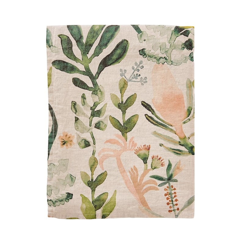 Habitation Natural & Green Linen Table Tablecloth 