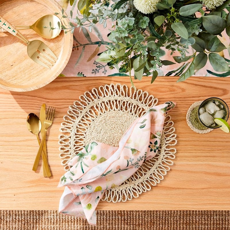 Habitation Pink & Green Linen Napkin 2 Pack