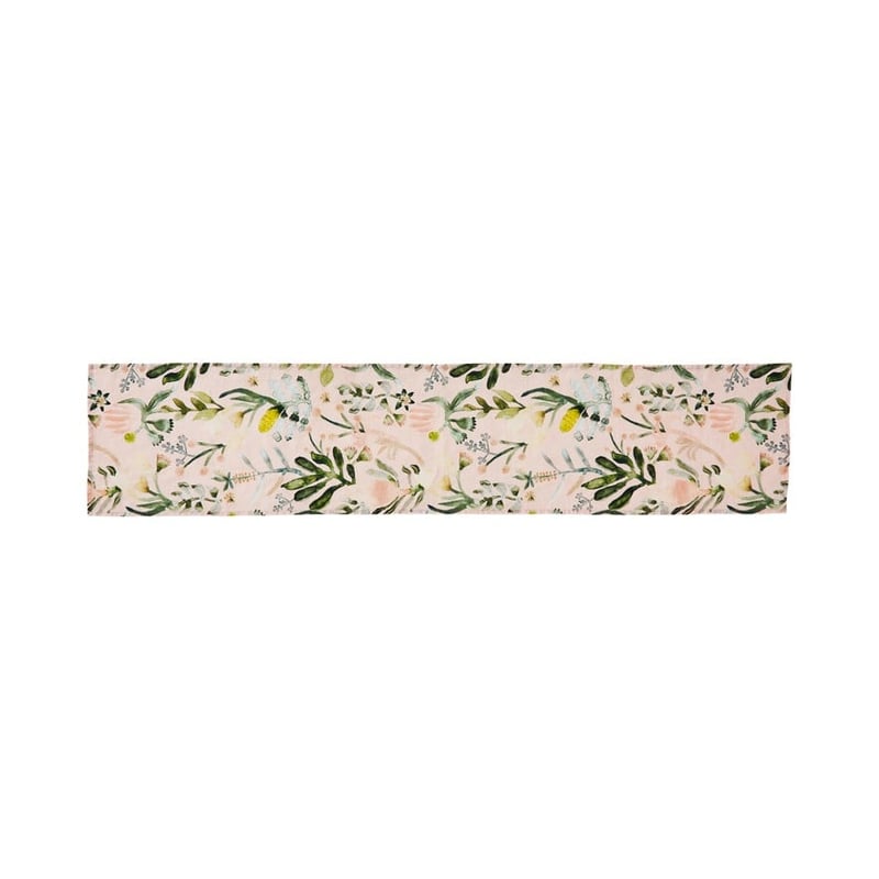 Habitation Pink & Green Linen Table Runner 