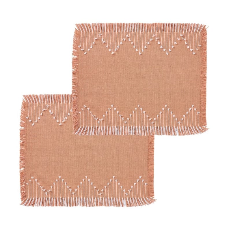Assisi Light Pink Fringe Placemat 2 Pack
