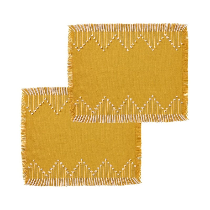 Assisi Mustard Fringe Placemat 2 Pack