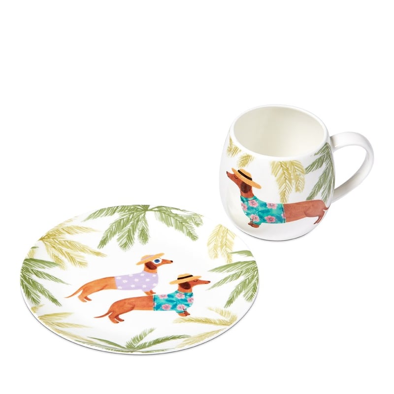 Endless Summer Dachshund Servingware Lilac and Teal Rashies Plate