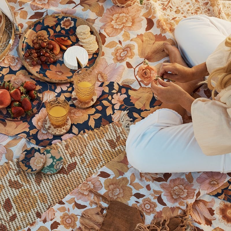 Wandering Folk Dawn Floral Linen Tablecloth