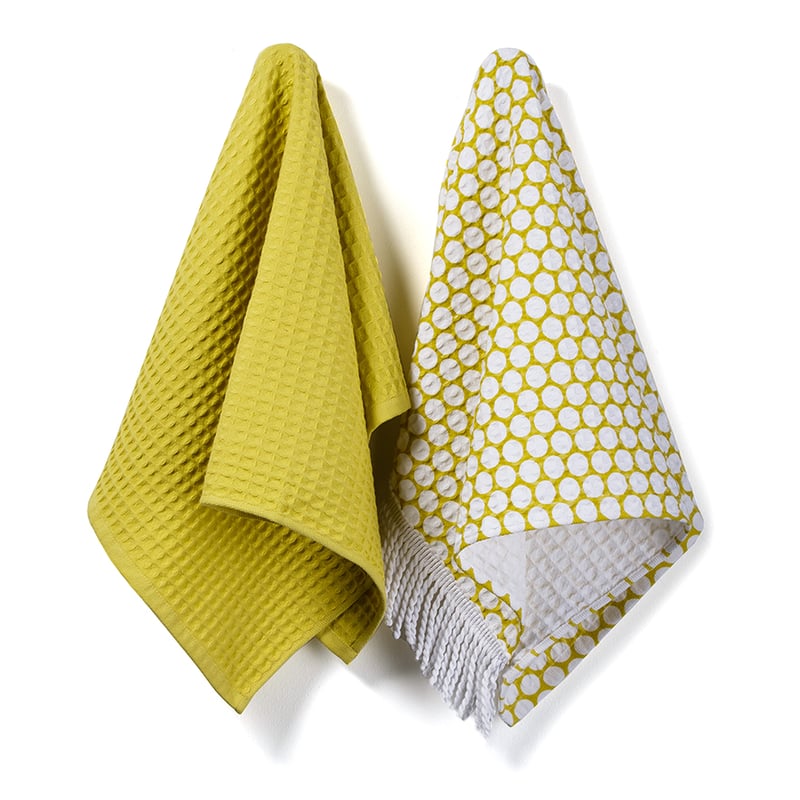 Neo Printed Tea Towel Mustard 2 Pack