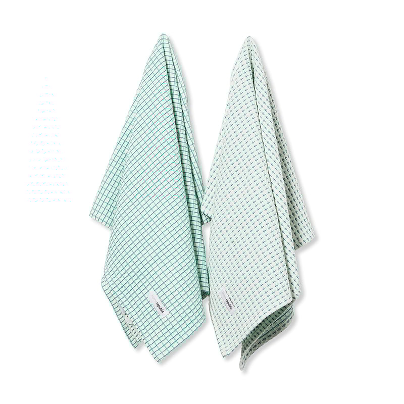Felix Waffle Tea Towel Jade 2 Pack