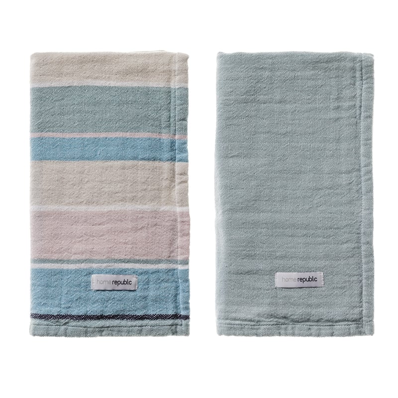 Hamptons Tea Towels Blue Pack of 2