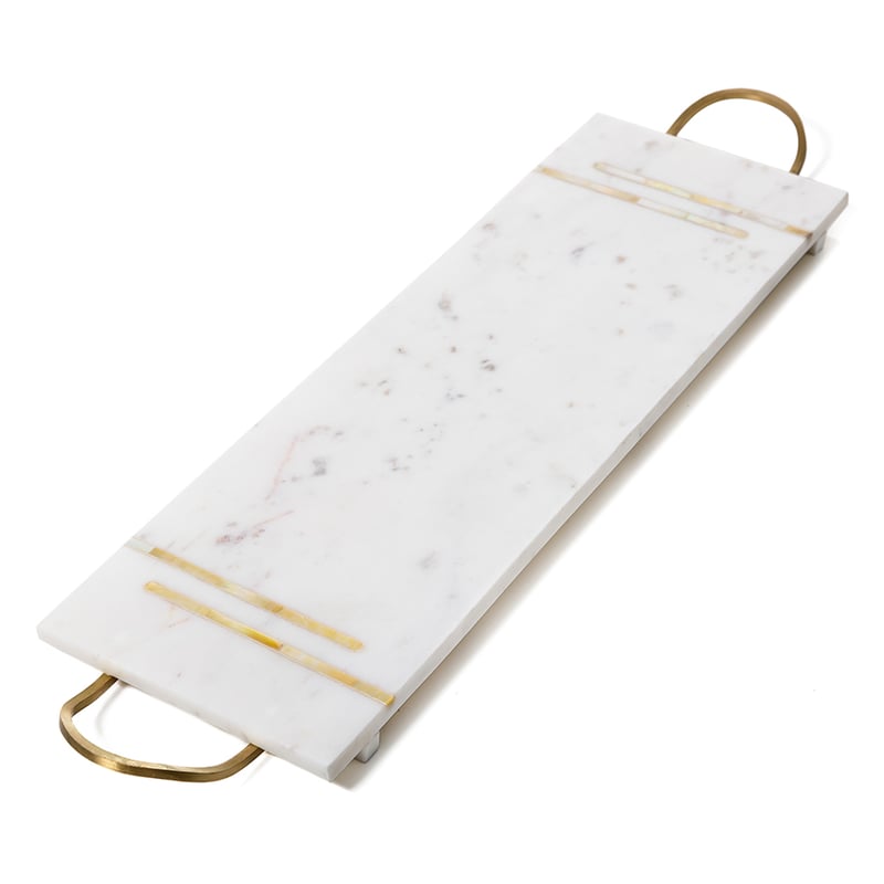 Capiz Tray White & Gold 