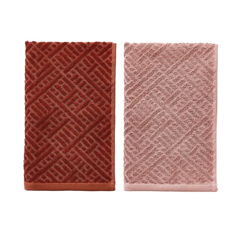 Aya Rouge & Rose Smoke Cotton Bamboo Tea Towel Pack of 2 