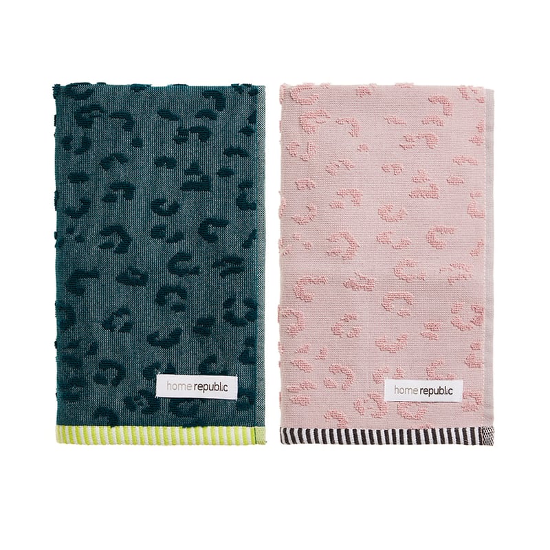 Leopard Pack of 2 Teal & Pink Tea Towels