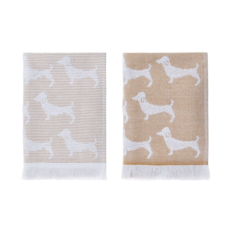 European Collection Mustard & Natural Dachshund Pack of 2 Tea Towels