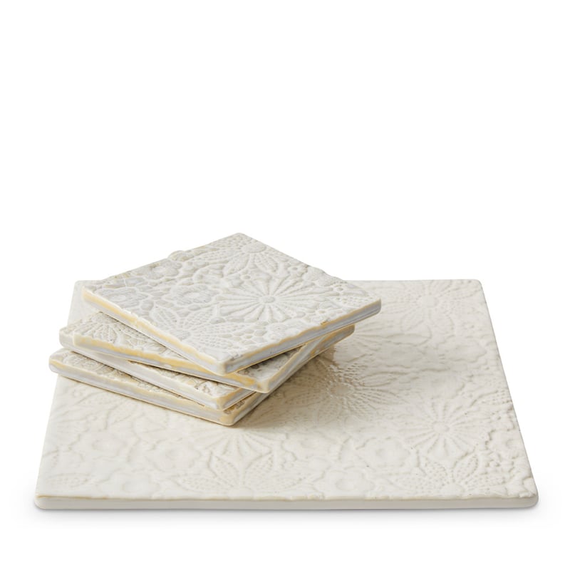 Wild Flower Servingware Off White Pack of 4 Coasters