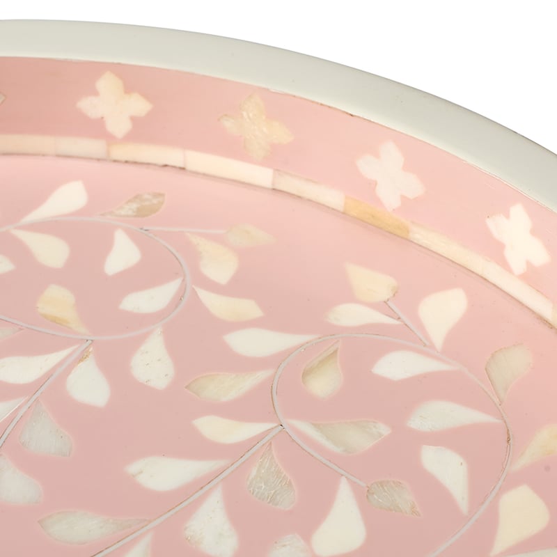 Priya Tray Round Dia35xH4cm Pink/White/Natural 