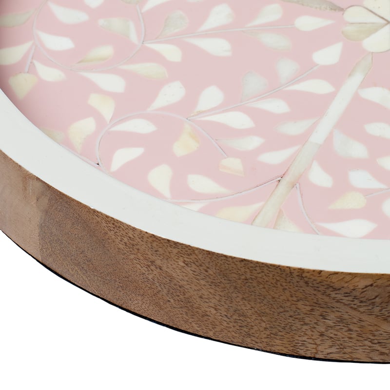 Priya Tray Round Dia35xH4cm Pink/White/Natural 