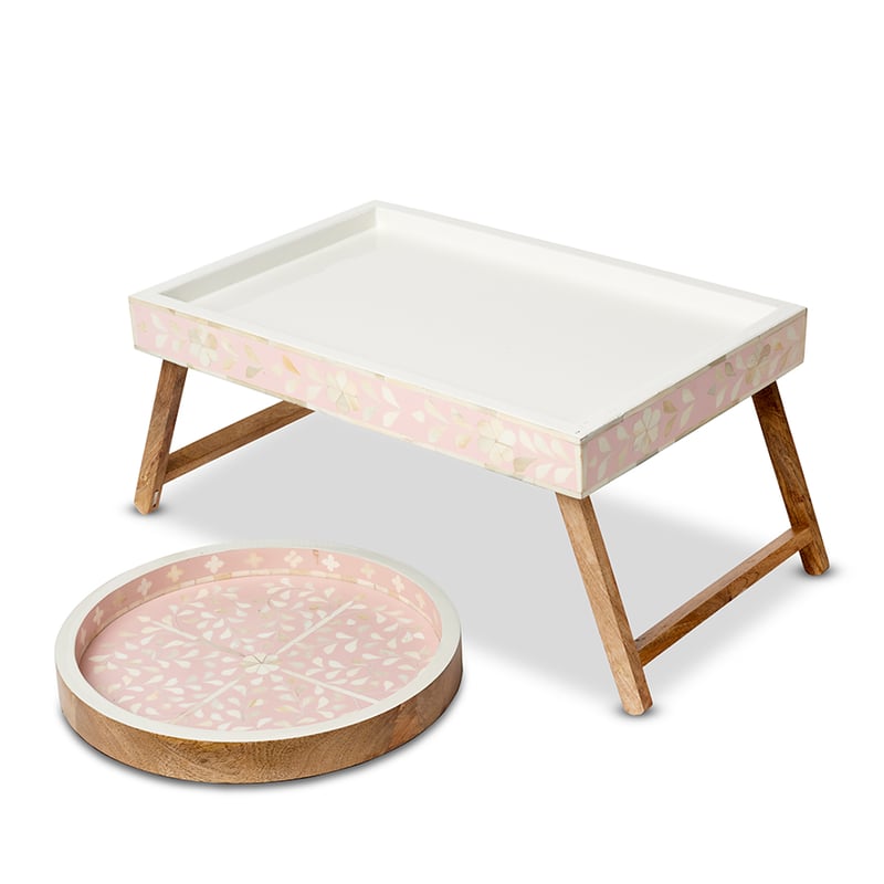 Priya Tray Round Dia35xH4cm Pink/White/Natural 