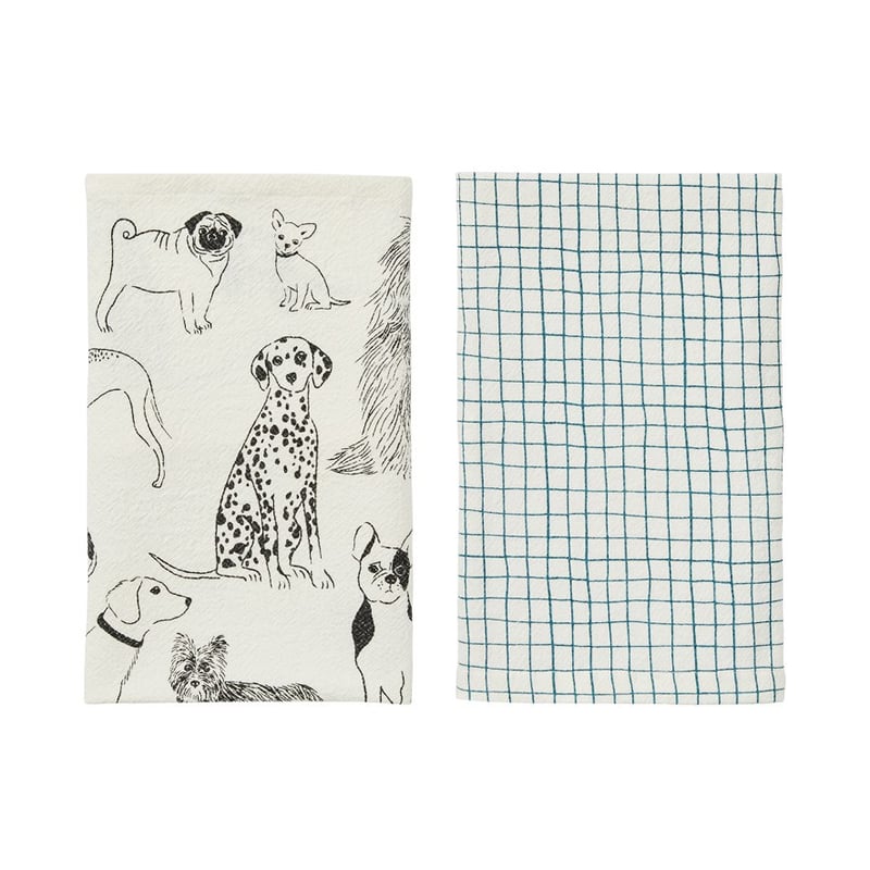Pongo White & Black Dogs 2 Pack Tea Towels 