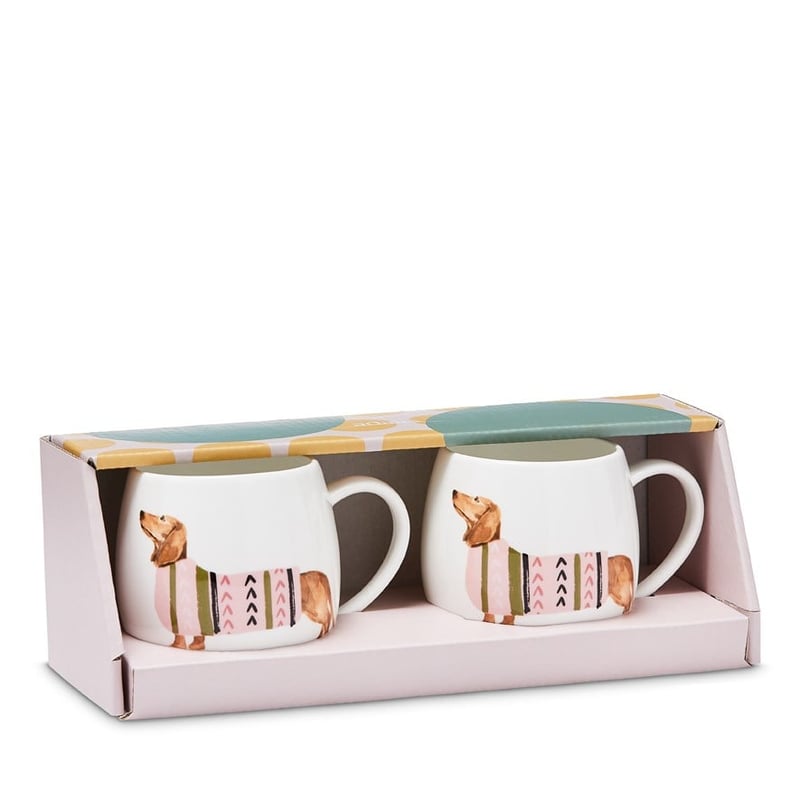 Dachshund Mug Pack 2 Dia9.5xH9cm Pink Jumper 