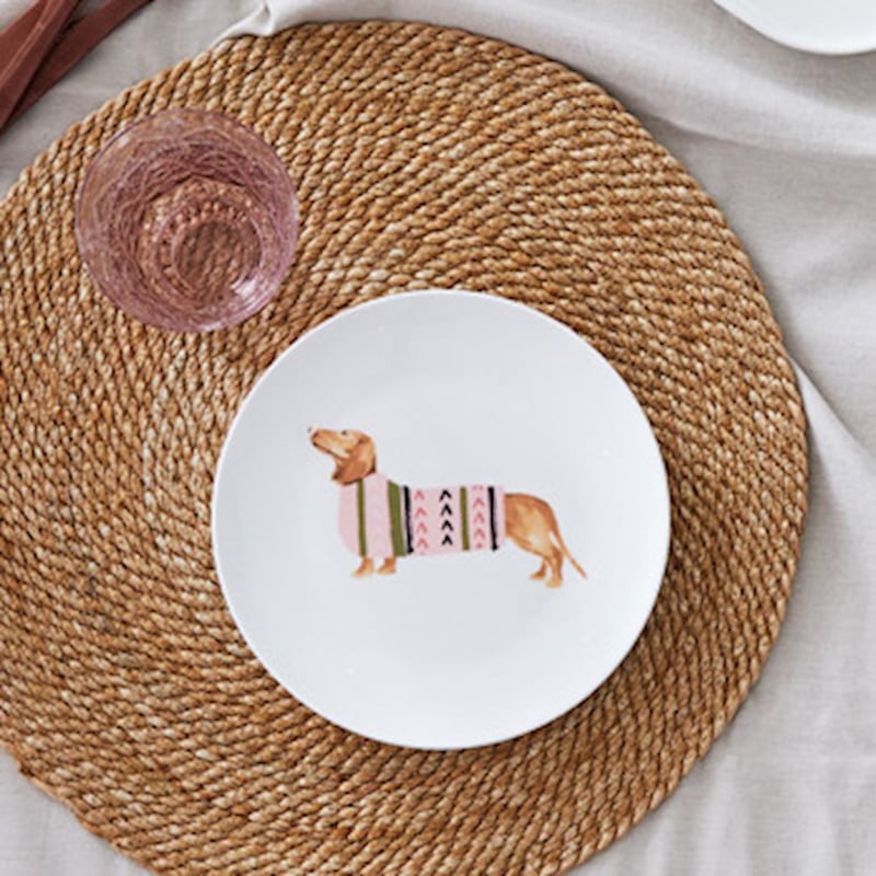 Pink Jumper Dachshund Plate 