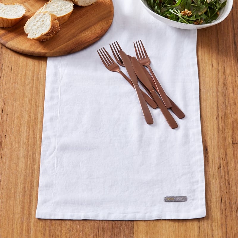 Vintage Washed Linen White Table Runner 