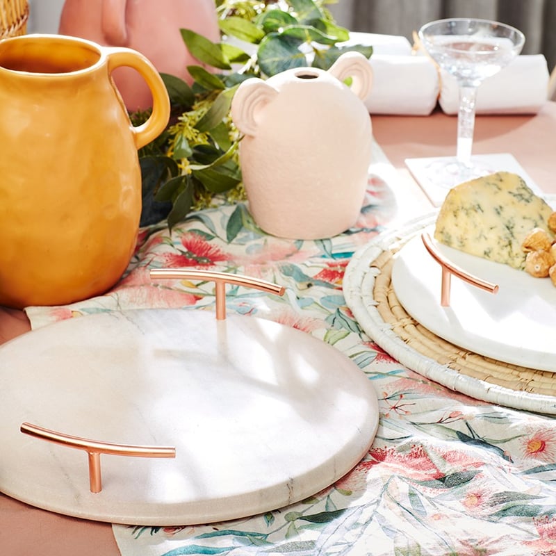 Salerno Marble White & Gold Tray