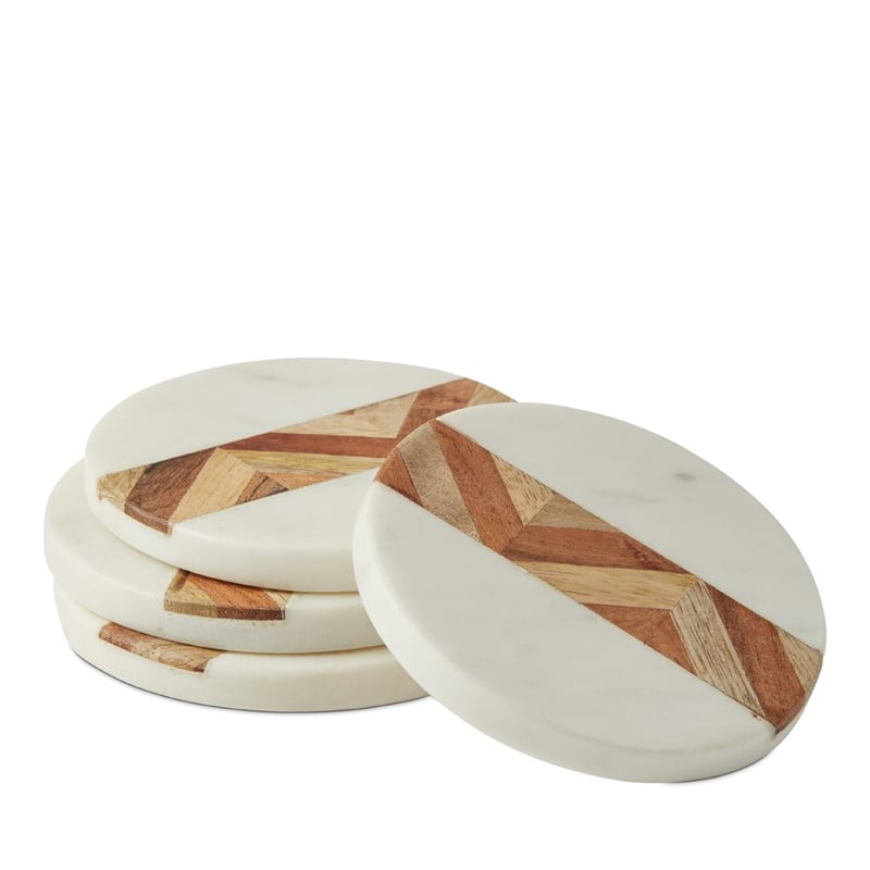 Wyoming Marble Coasters Set 4 Dia10cm Natural/White 
